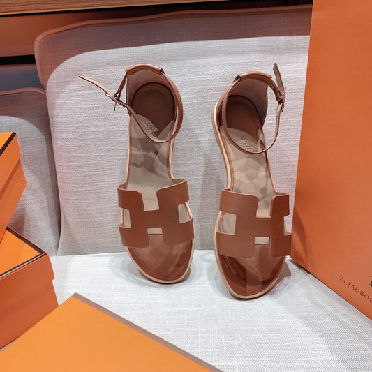 santorini sandal brown etoupe calfskin