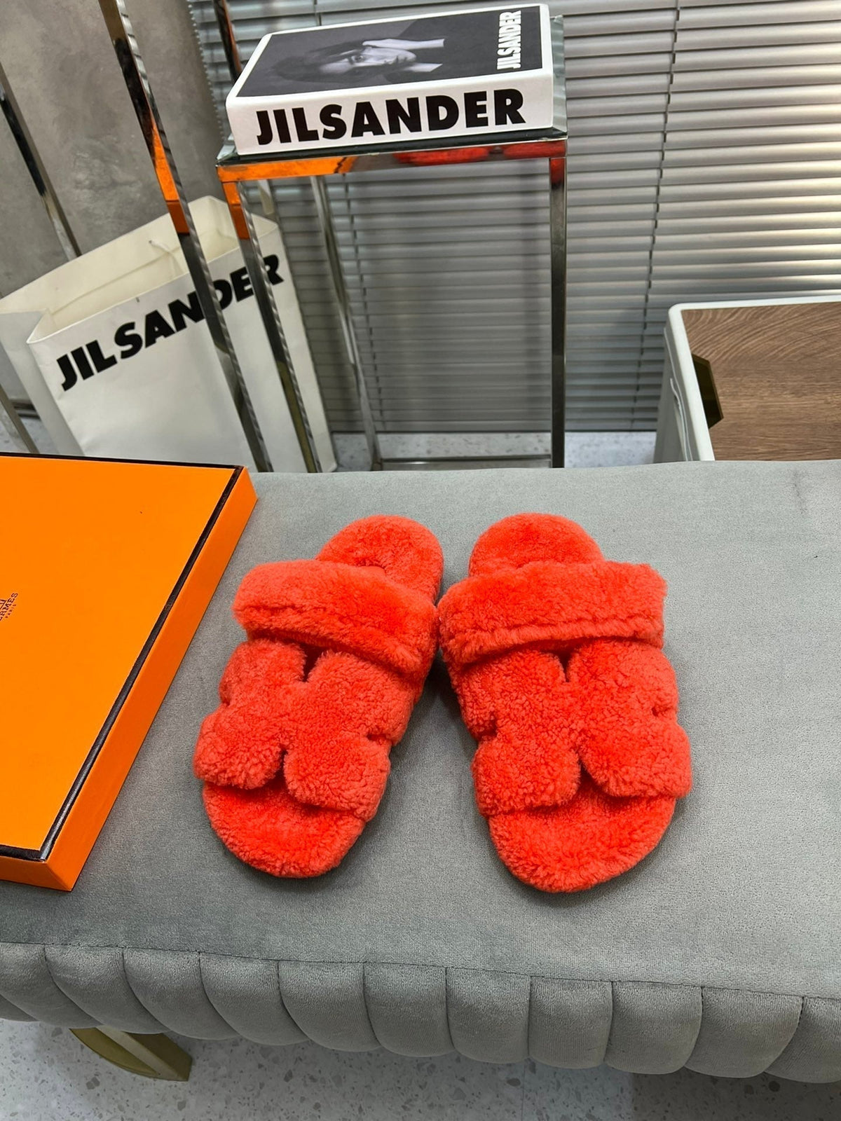 HM Chypre Sandal Red Orange Fleece Wool 953868