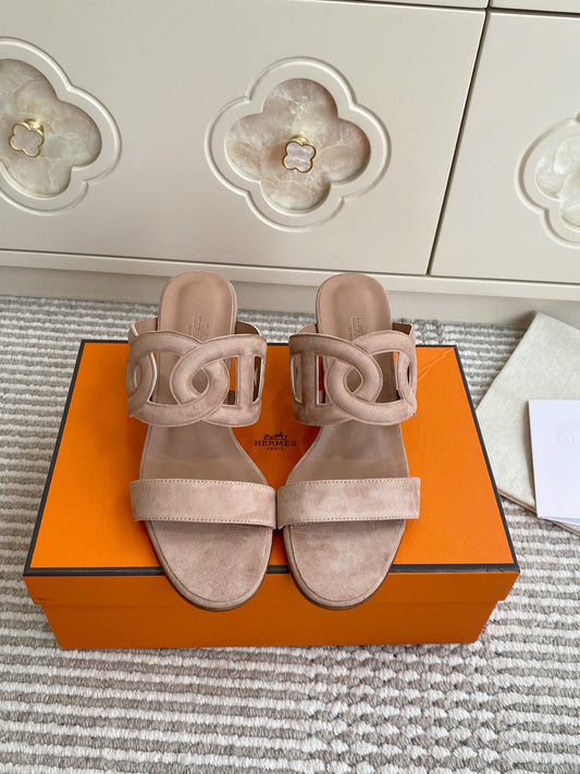 HM Lipari Sandal 7cm Light Khahi Suede 776539