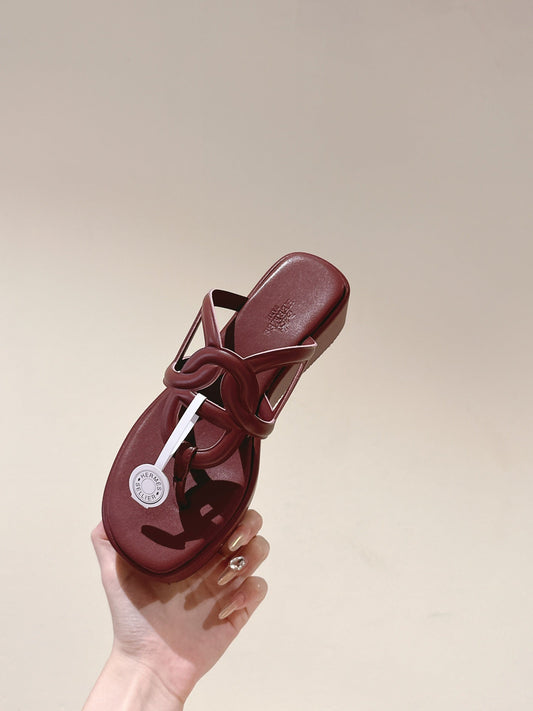 HM Gipsy Sandals 50mm Reddish-brown Sheepskin 484755