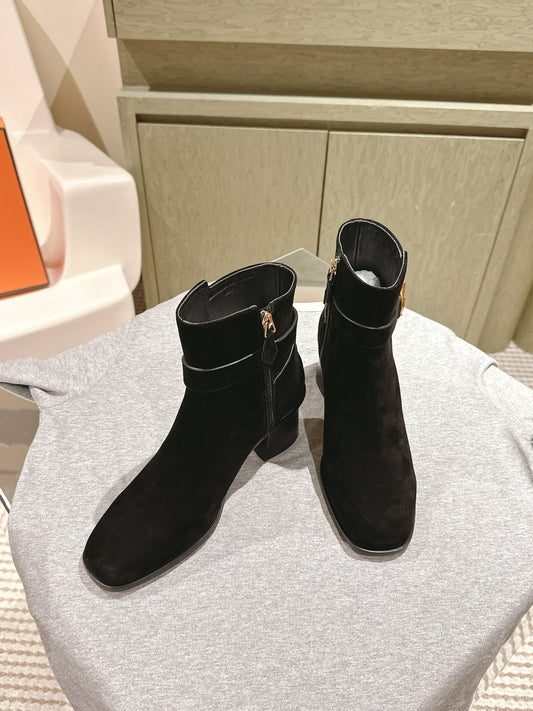HM Jill Ankle Boot 65mm Black Suede 974679