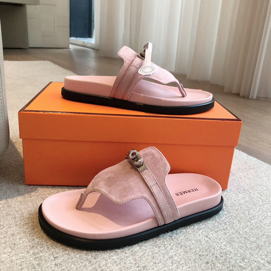 Empire Sandal Light Pink Lambskin Suede Goatskin