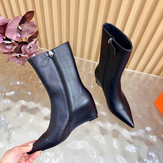 HM Leonie Ankle Boots 7cm Black Sheepskin 589201