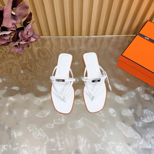 HM Miss Flip-Flops White Calfskin 589202