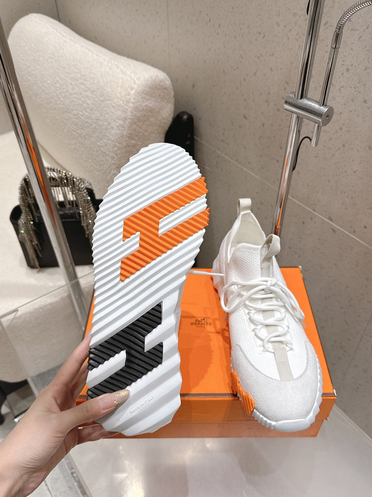 HM Lift Slip-On Sneaker White Orange Black Fabric Suede 608248