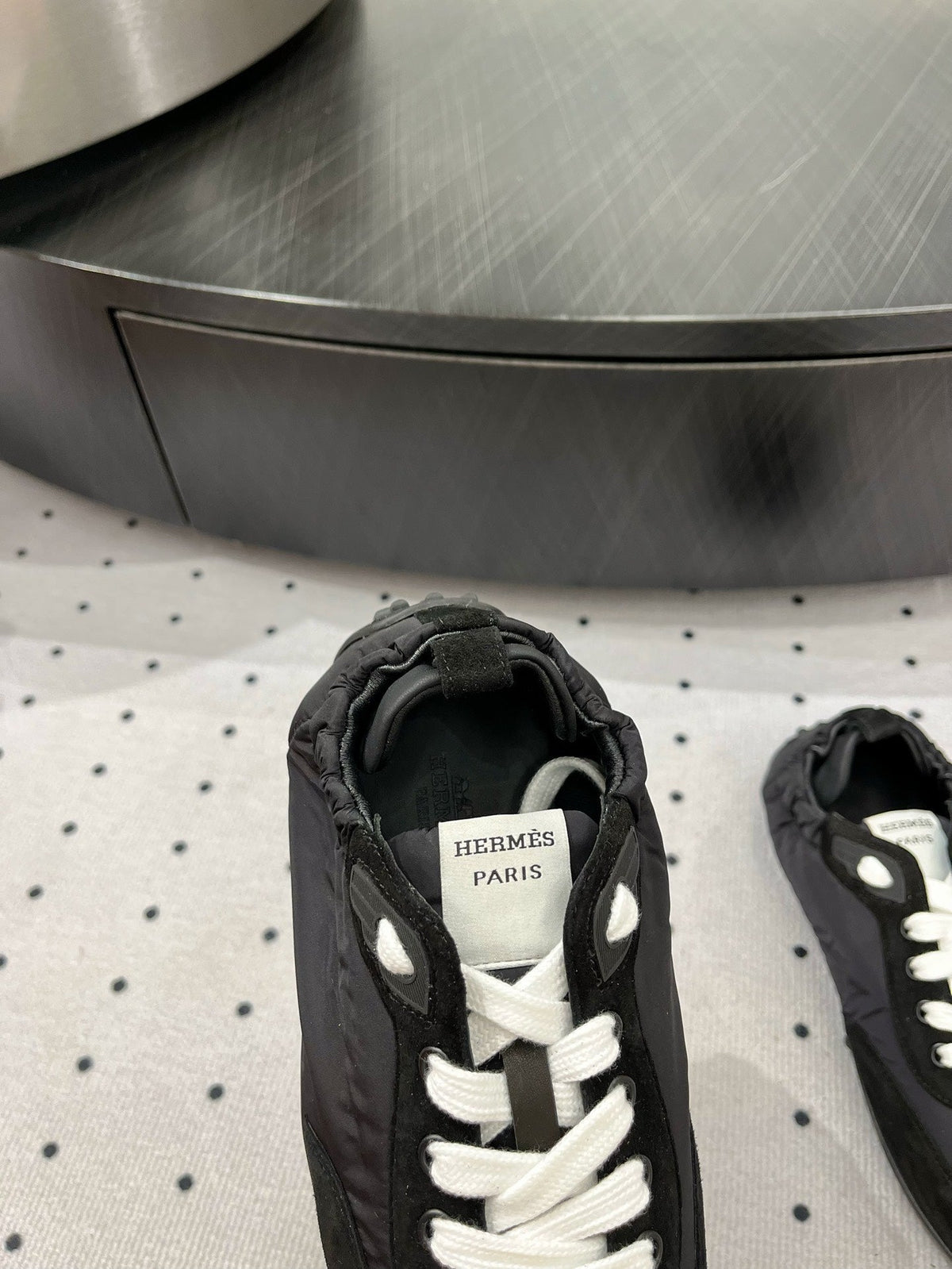 HM Sneaker 10mm In Black Grey Suede And Windbreaker Fabric 954752