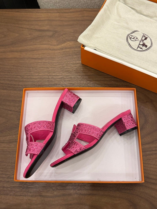 HM 26s Oasis Sandal Ligh Pink Suede With Crystals