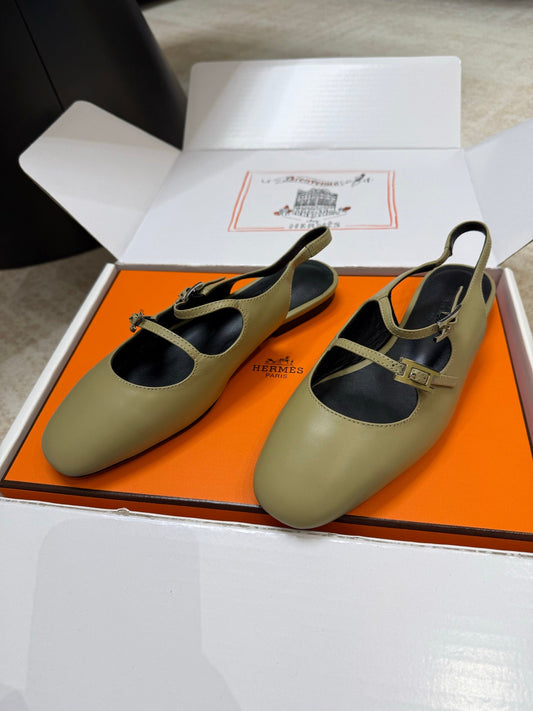 HM Mila Slingback Olive Green Sheepskin 621383