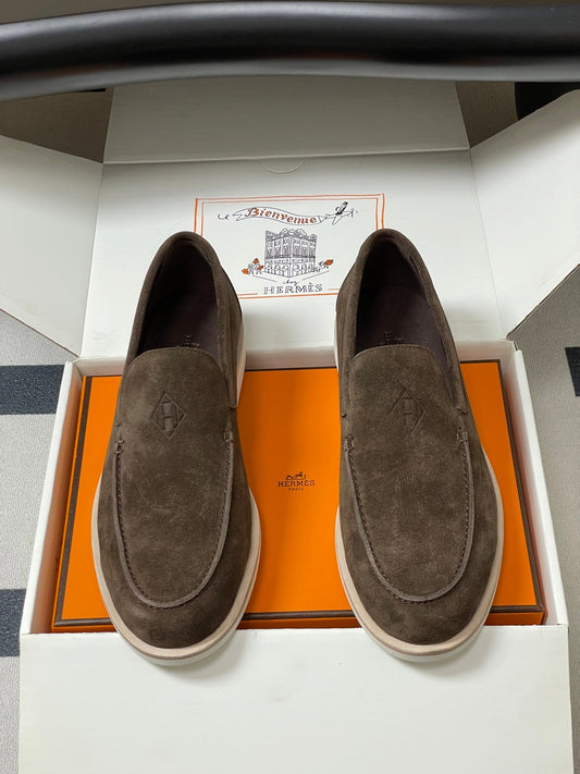HM Low Loafers Dark Brown Suede 593662