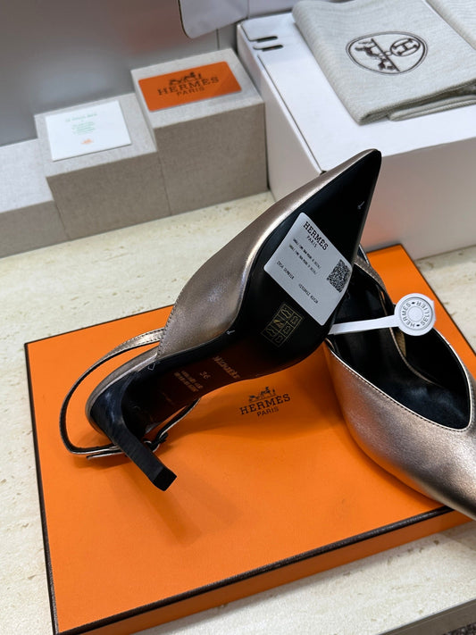 HM Nicoletta Slingback 9cm Sliver Calfskin 830196