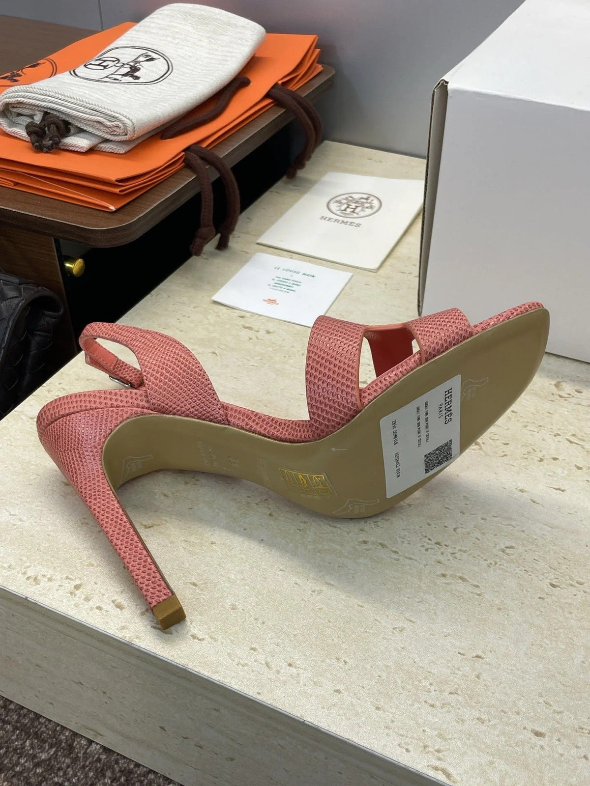 HM 26ss High Heel Sandals 105 Soft Pink Cowhide 607110