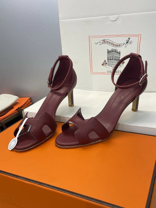 HM 26ss High Heel Sandals 70 Burgundy Cowhide 607120