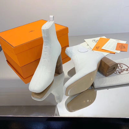 HM Volver Ankle Boot White Fabric 546190
