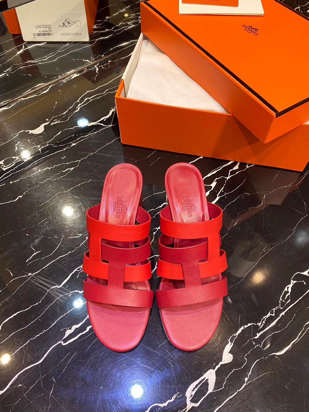 HM Amica Sandals 50mm Red Sheepskin 546230