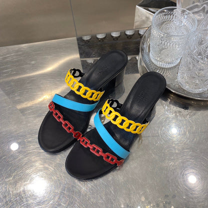 HM Amalfi Sandals 55mm Black Multicolor Sheepskin 546262