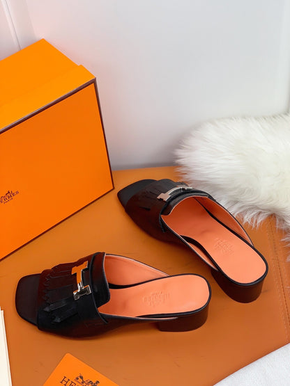 HM Alma Sandals 45mm Light Brown Black Cowhide 546341