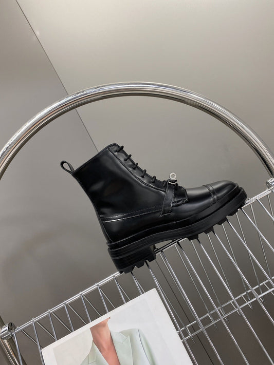 HM 26s Funk Ankle Boot In Black Lambskin With Silver Hardware
