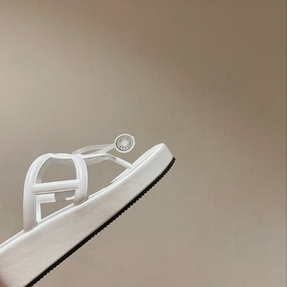 HM Gipsy Platform Thong White Sheepskin 349417