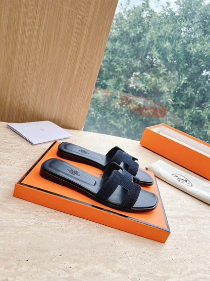 HM 25 Oran Sandal Dark Blue Calfskin Denim