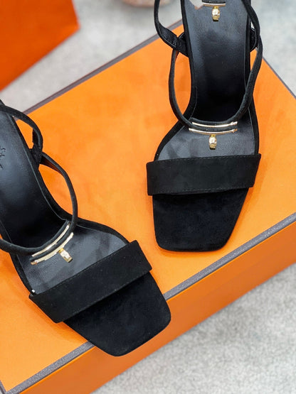 Glamour 95 Sandal Black Suede