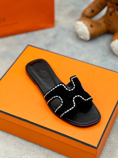 0ran sandal black suede goatskin