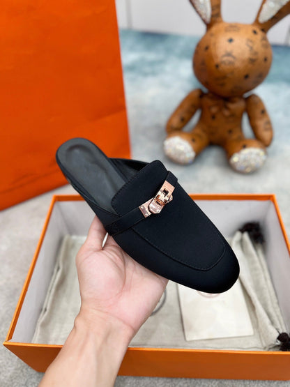 OZ Mule Black Silk Thick Cloth/Sheepskin