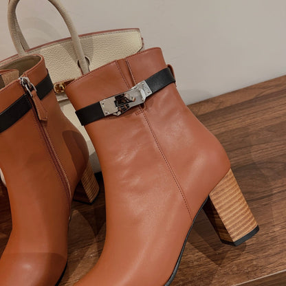 HM Saint Germain Ankle Boot Brown Black Calfskin