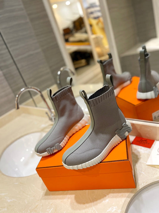 HM Fun Sneaker In Grey Mesh Fabric And Lambskin  983002