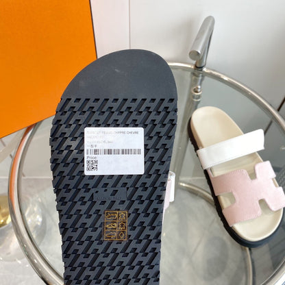 Chypre Canvas Sandal White Pink Leather