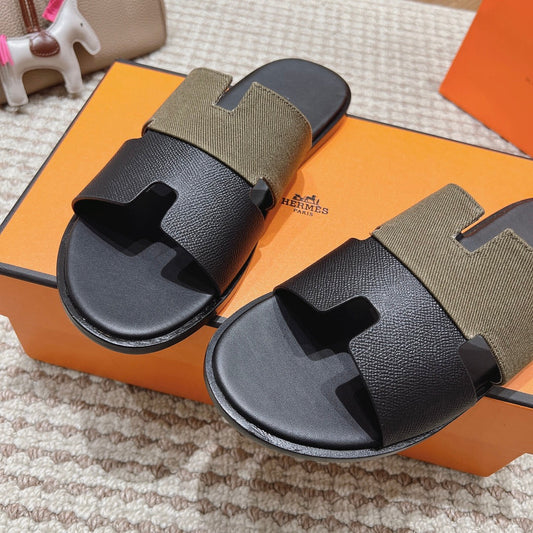 HM Izmir Sandals Black Etoupe Lambskin 294941