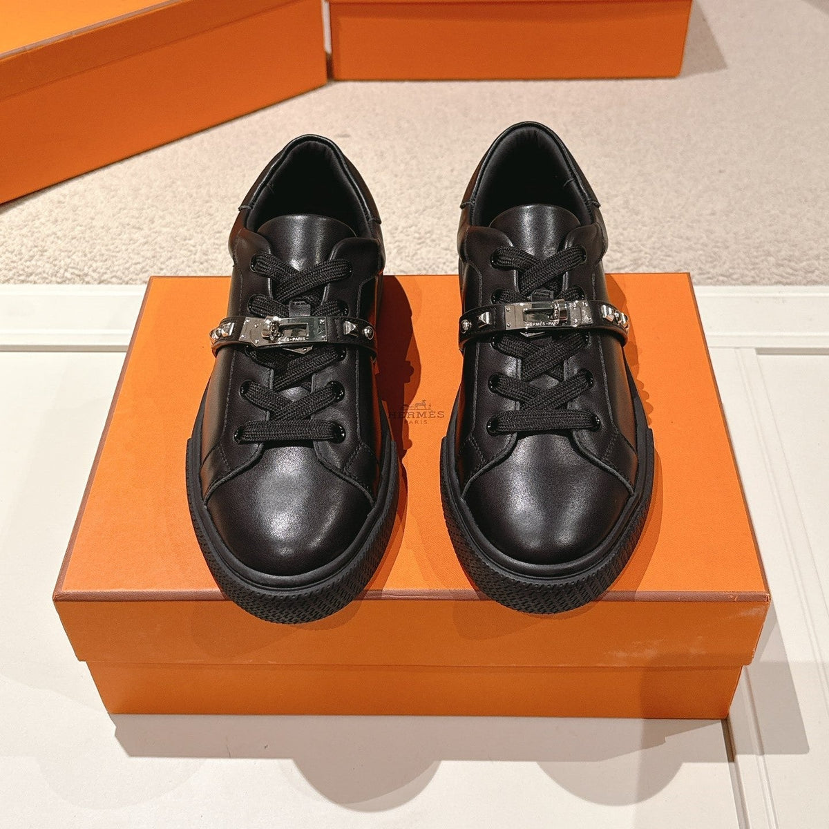 HM Day Sneakers Studs Black Calfskin 577509