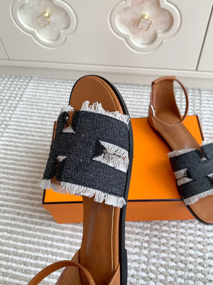 HM 25 Santorini Black Denim Gold Calfskin
