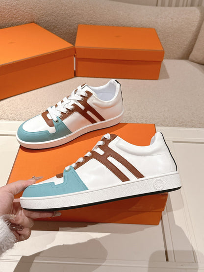 HM 25ss Sneakers White Blue Brown Cowhide 577547