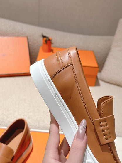 HM 25ss Platform Loafers Camel Brown Sheepskin 577173