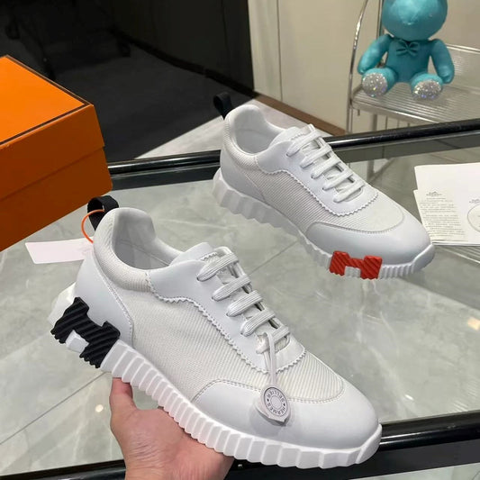 Hermes 2026 Bouncing Sneaker White Black Red Mesh Goatskin