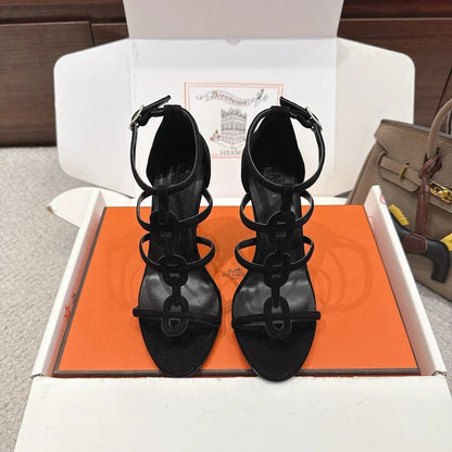 HM 26ss High Heels Sandals 10.5 Black Suede 686017