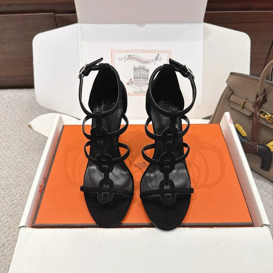 HM 26ss High Heels Sandals 10.5 Black Suede 686017