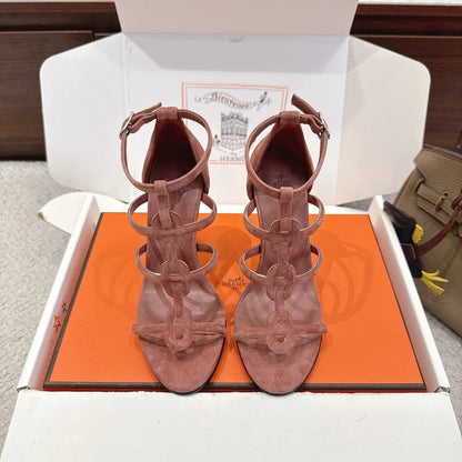 HM 26ss High Heels Sandals 10.5 Brown Suede 686015