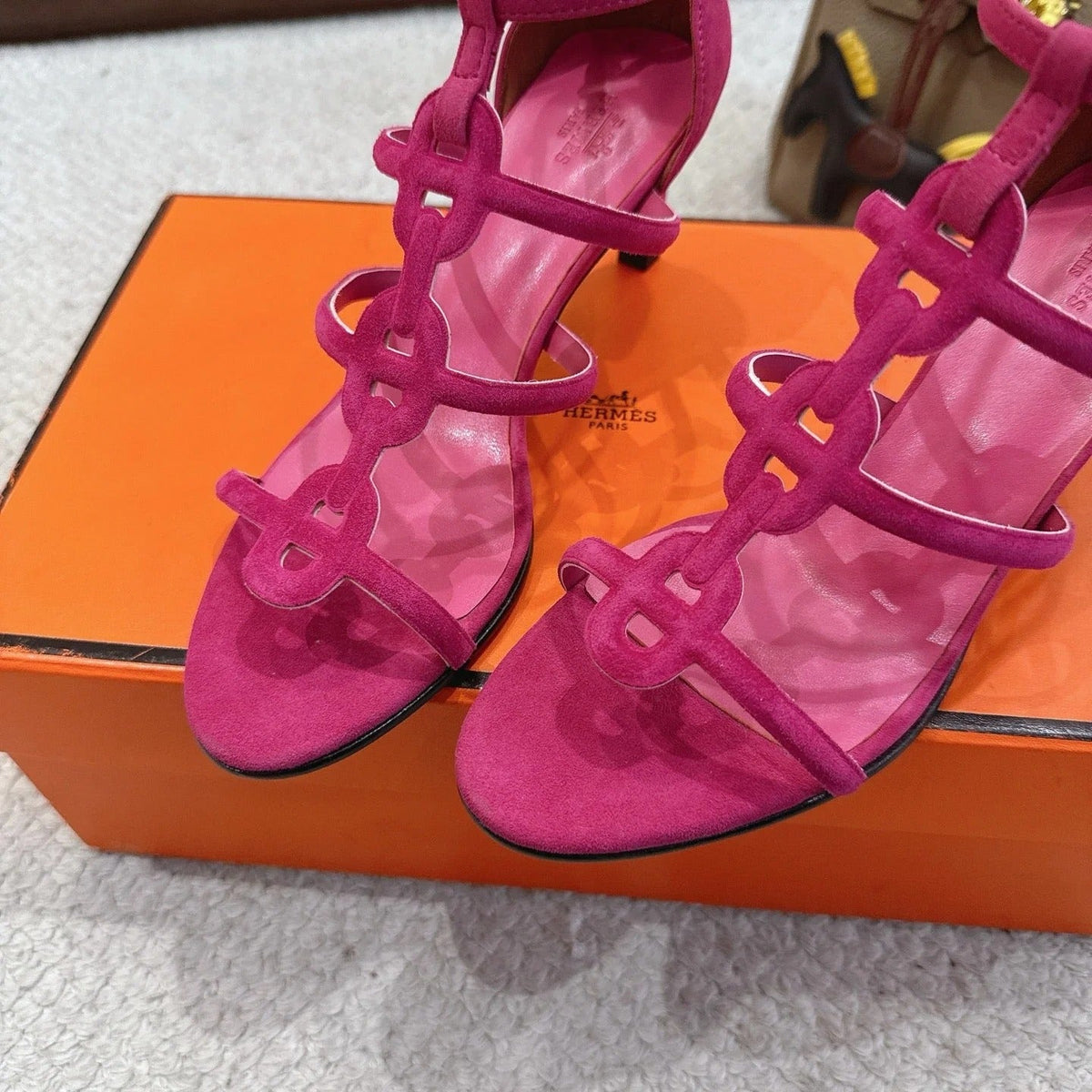 HM 26ss High Heels Sandals 70 Pink Suede 686012