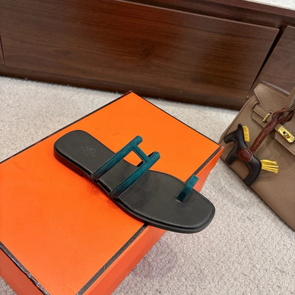 Hermes Georgia Sandals Deep Turquoise in Suede 685980