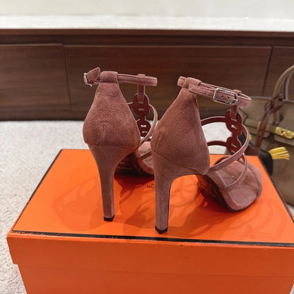 HM 26ss High Heels Sandals 10.5 Brown Suede 686015