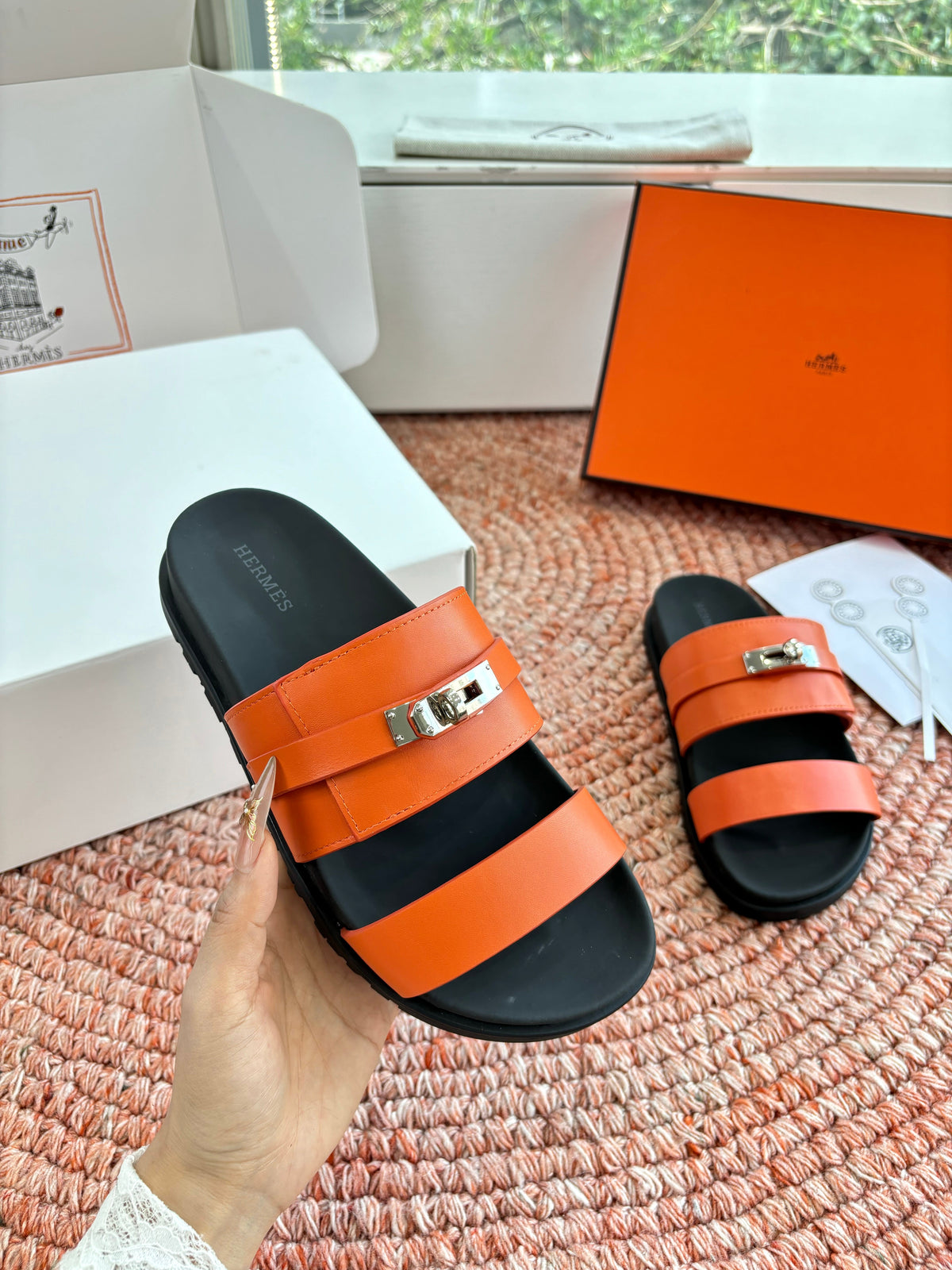 HM Jackson Sandal Orange Black Leather 648476