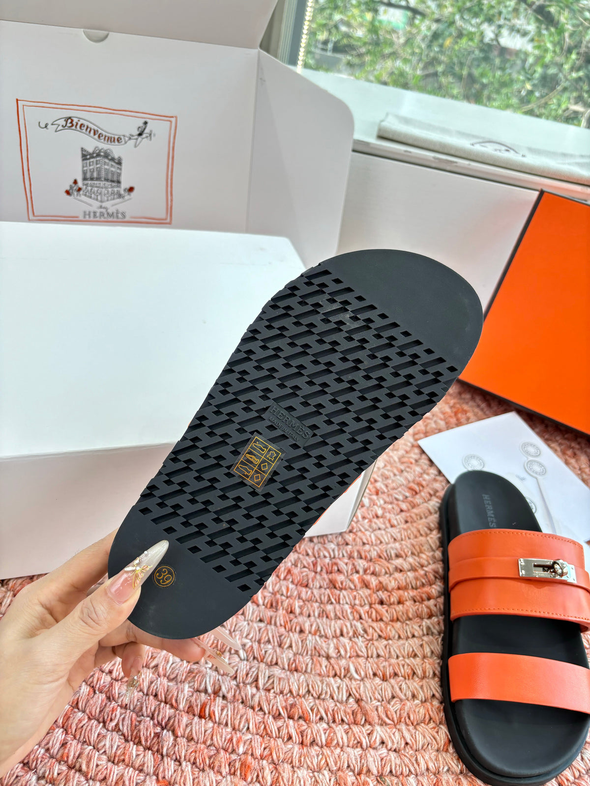 HM Jackson Sandal Orange Black Leather 648476