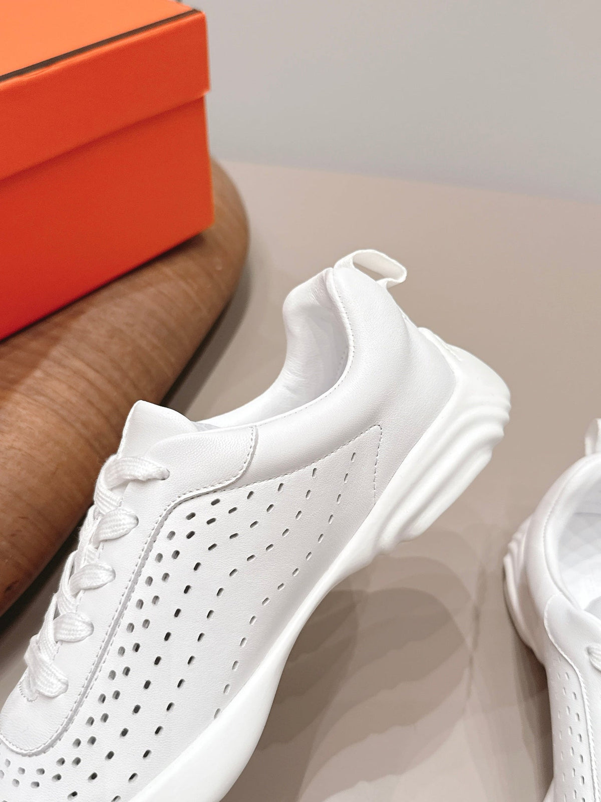 HM 26s Trail Sneakers In White Perforated Calfskin