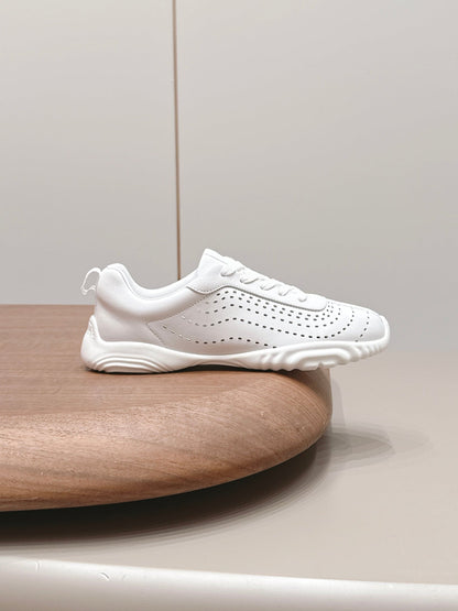HM 26s Trail Sneakers In White Perforated Calfskin