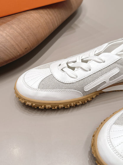 HM 26s Mascot Sneakers White Canvas Lambskin 905301