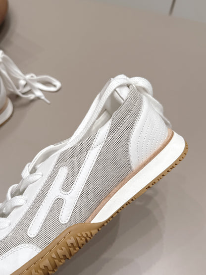 HM 26s Mascot Sneakers White Canvas Lambskin 905301