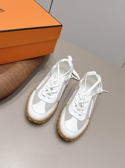 HM 26s Mascot Sneakers White Canvas Lambskin 905301
