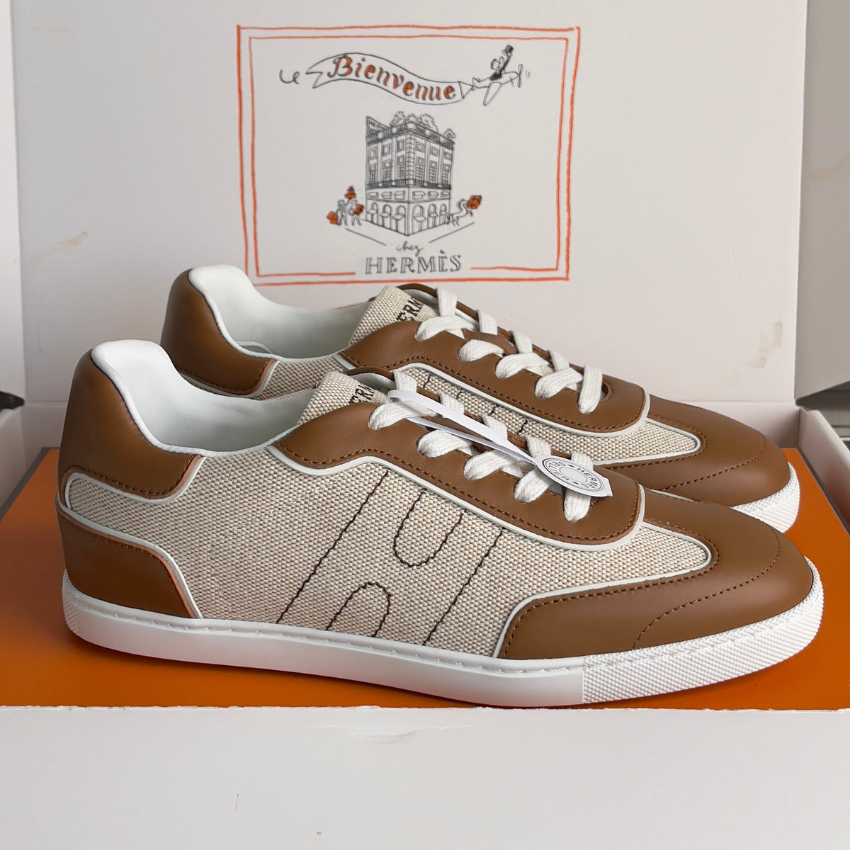 HM Match Sneaker Beige mix Brown Sheepskin Canvas 609039