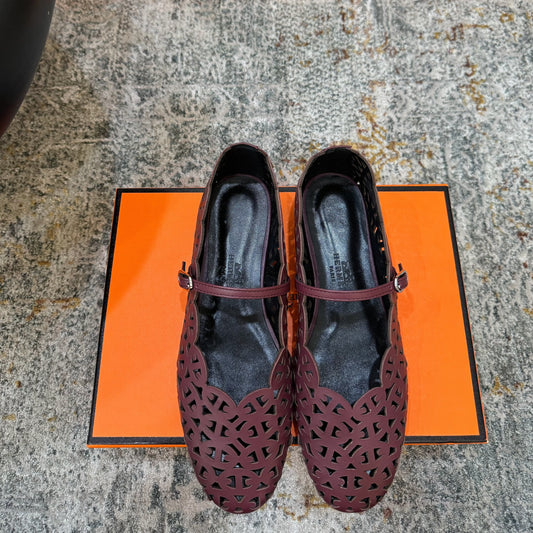 HM Meli Ballet Flat Burgundy Lambskin 799551